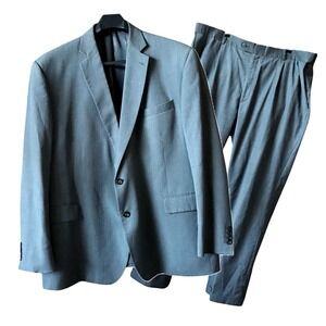 Stafford Mens 2 Piece Big & Tall Gray Suit Set 54L 44x32 Wool Blend Vintage 90s